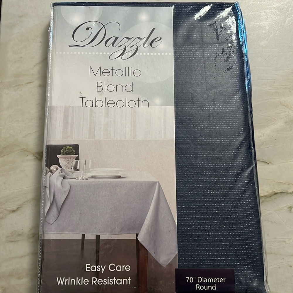 Glamorous 70” Round Tablecloth, Dazzle Blue